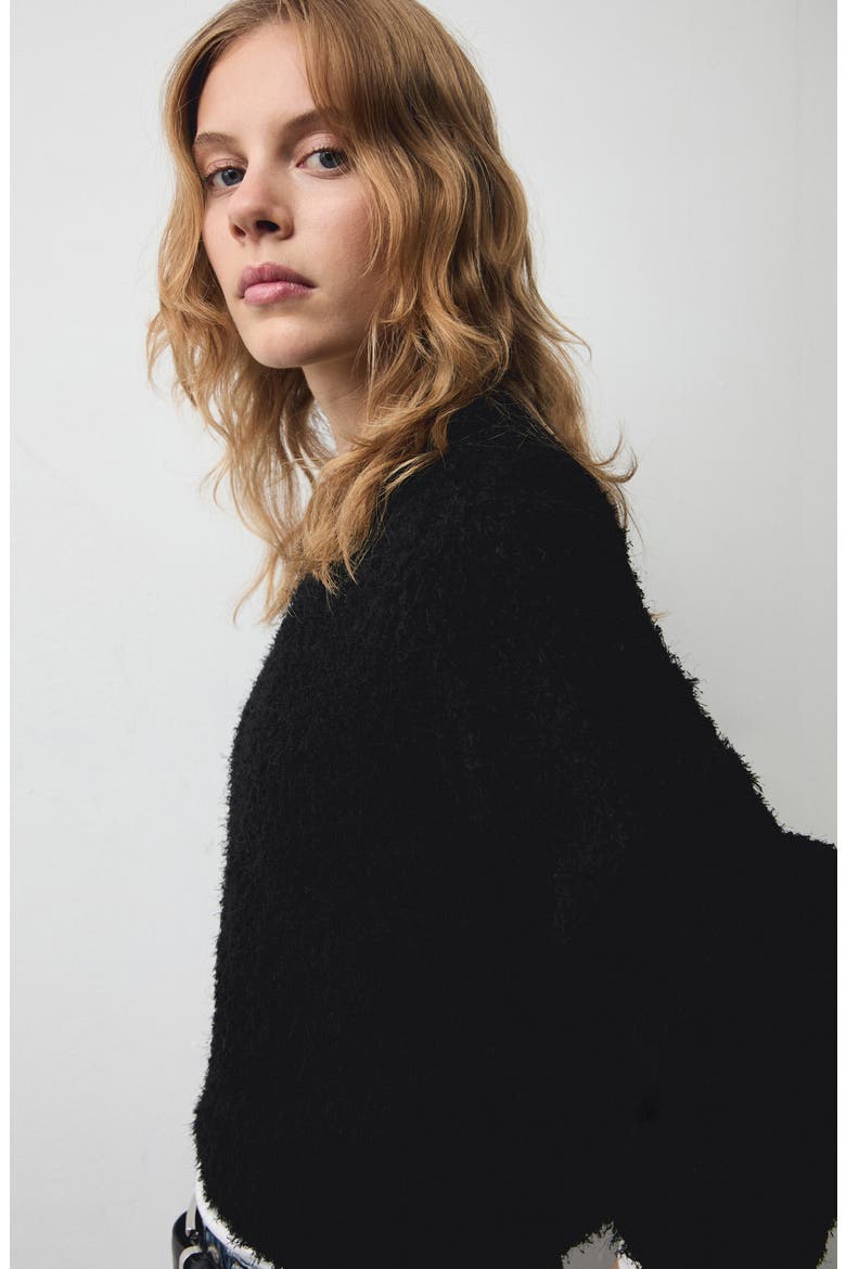 Fur-Effect Sweater, Alternate, color, BLACK
