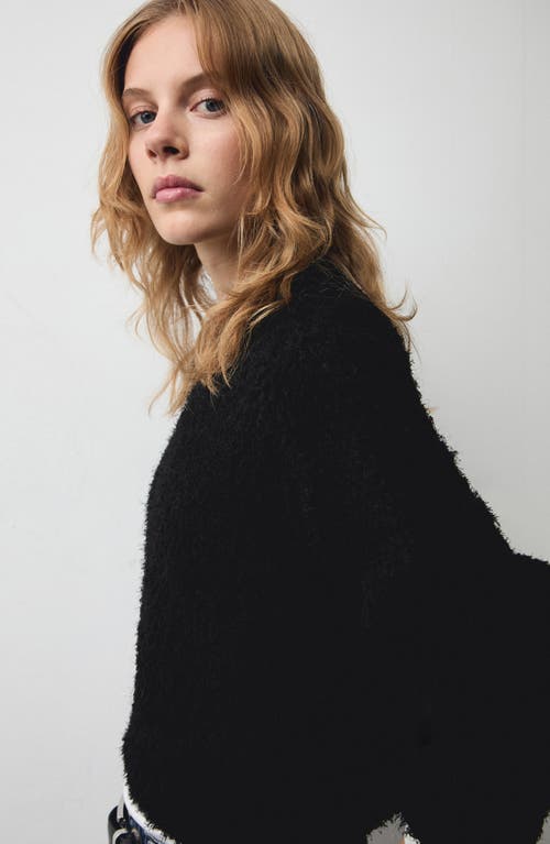 Mango Fur-effect Sweater In Black