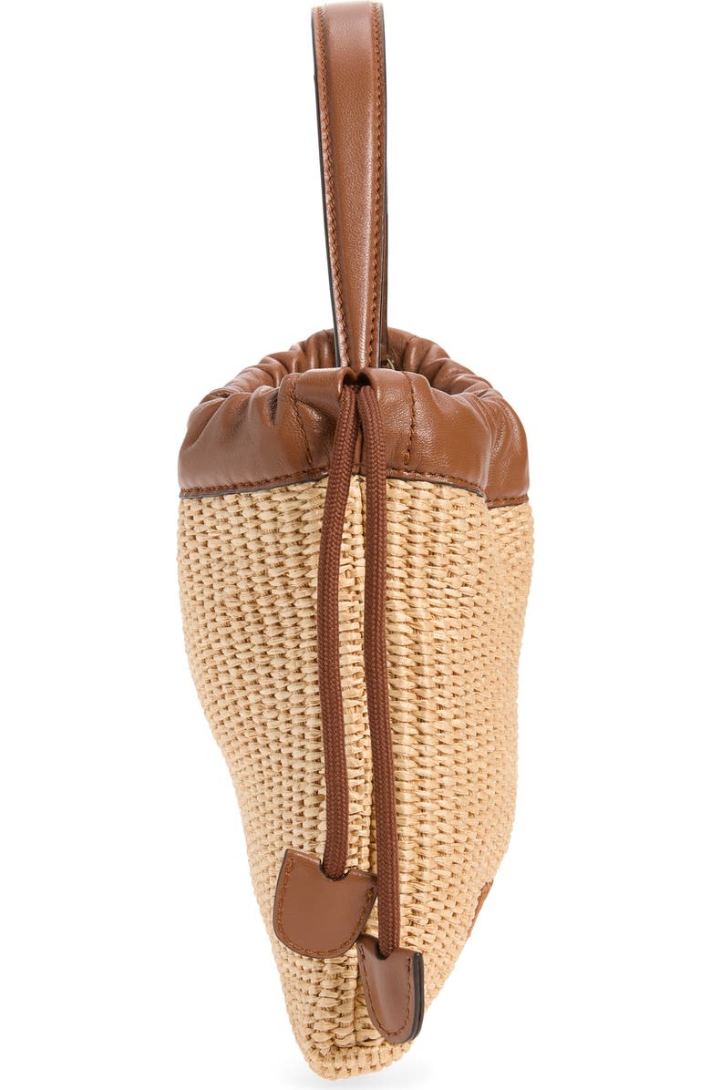 Jimmy Choo Woven Raffia Top Handle Drawstring Pouch, Alternate, color, Natural/ Tan/ Light Gold