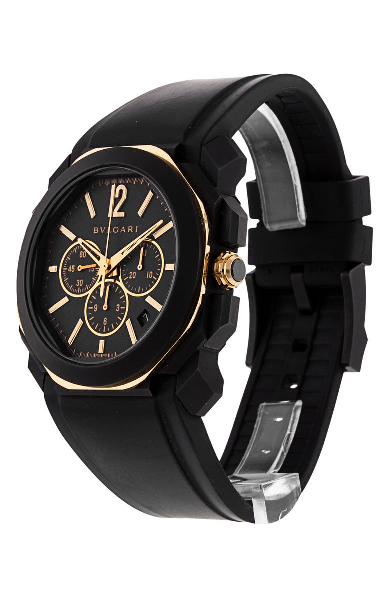Watchfinder & Co. Bvlgari Preowned 2021 Octo L'originale 103075 Automatic Rubber Strap Watch, 41mm, Alternate, color, Black