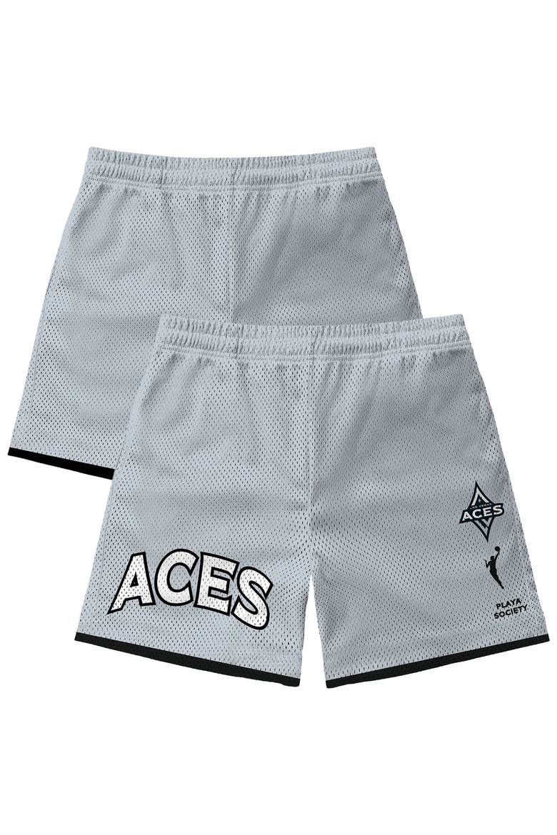 Unisex Playa Society  Gray Las Vegas Aces Team Mesh Shorts, Main, color, Gray