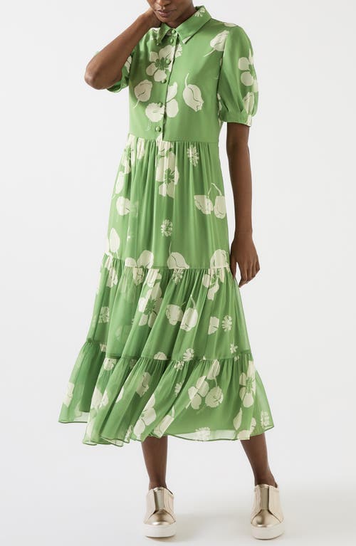 Lk Bennett Rumi Floral Tiered Dress In Green