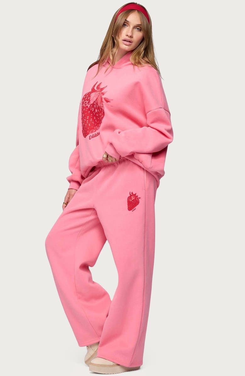 EDIKTED Strawberry Babe Hoodie, Alternate, color, Pink
