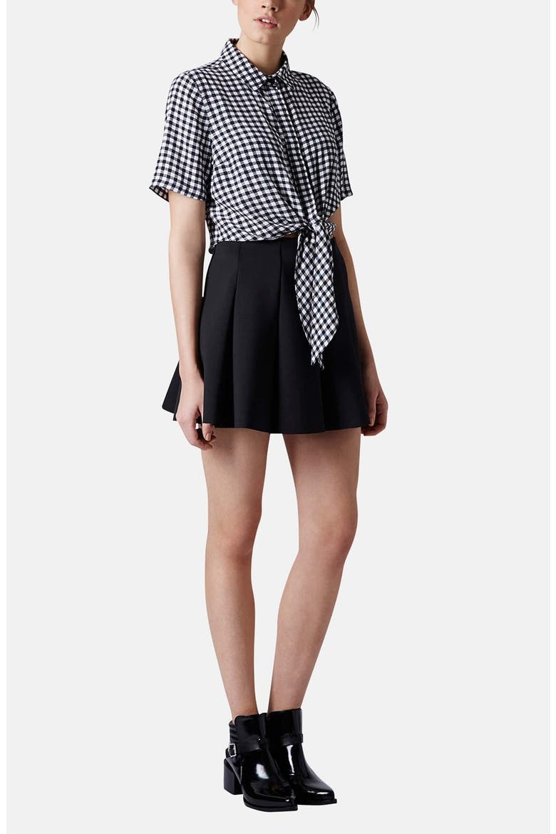 Pleat Scuba Skirt, Alternate, color, BLACK