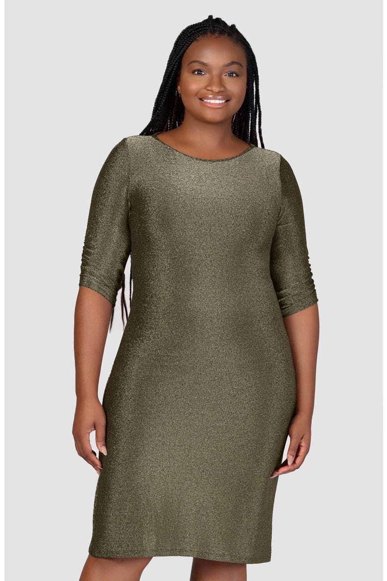 Shimmer Knit Body-Con Dress, Alternate, color, GOLD