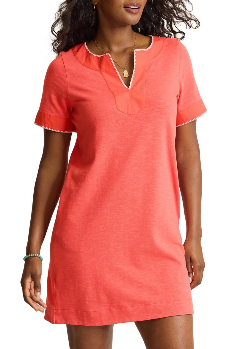 Sunset Harbor Blanket Stitch Cotton Shift Dress, Alternate, color, HAVANA
