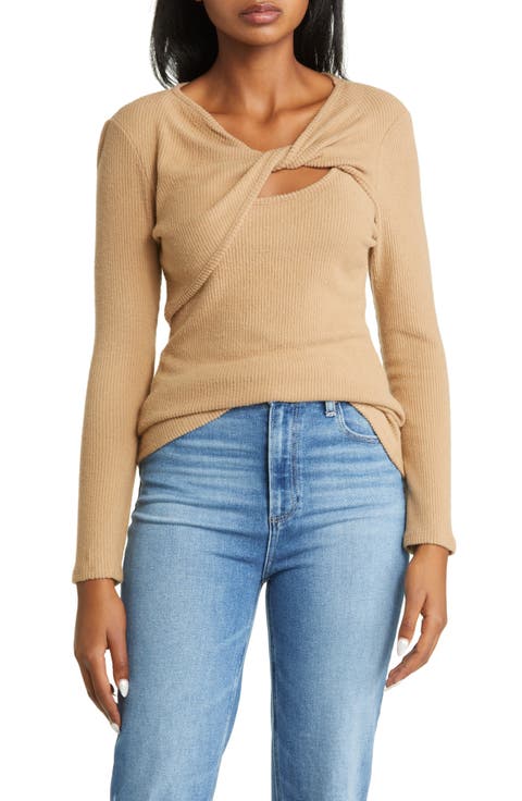 Twist Neck Long Sleeve Top