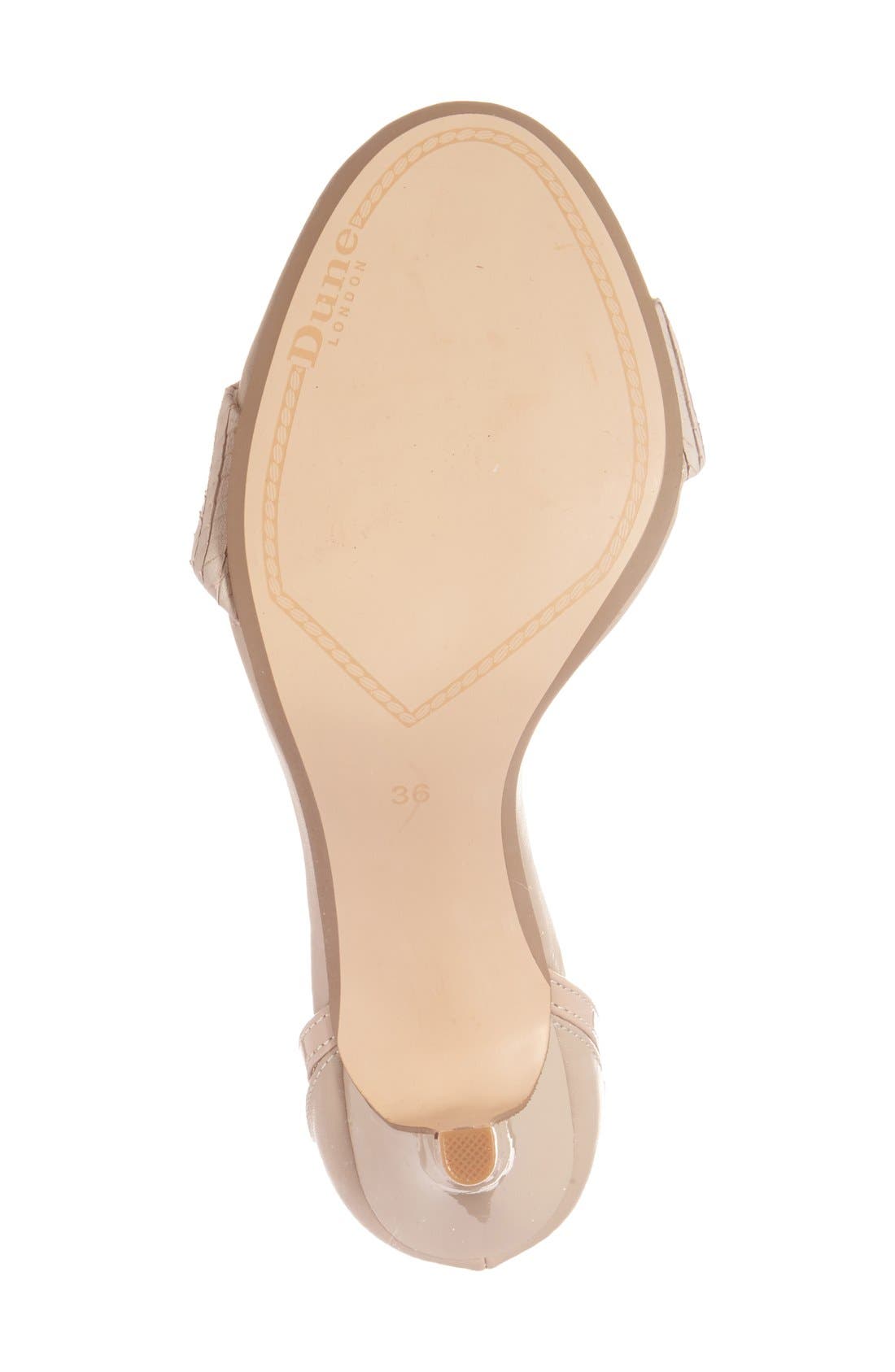 Dune London 'Madeira' Ankle Strap Sandal, Alternate, color, Nude Reptile Print Suede