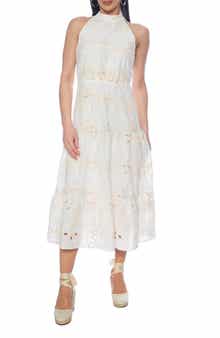 TASH AND SOPHIE Mock Neck Midi Dress