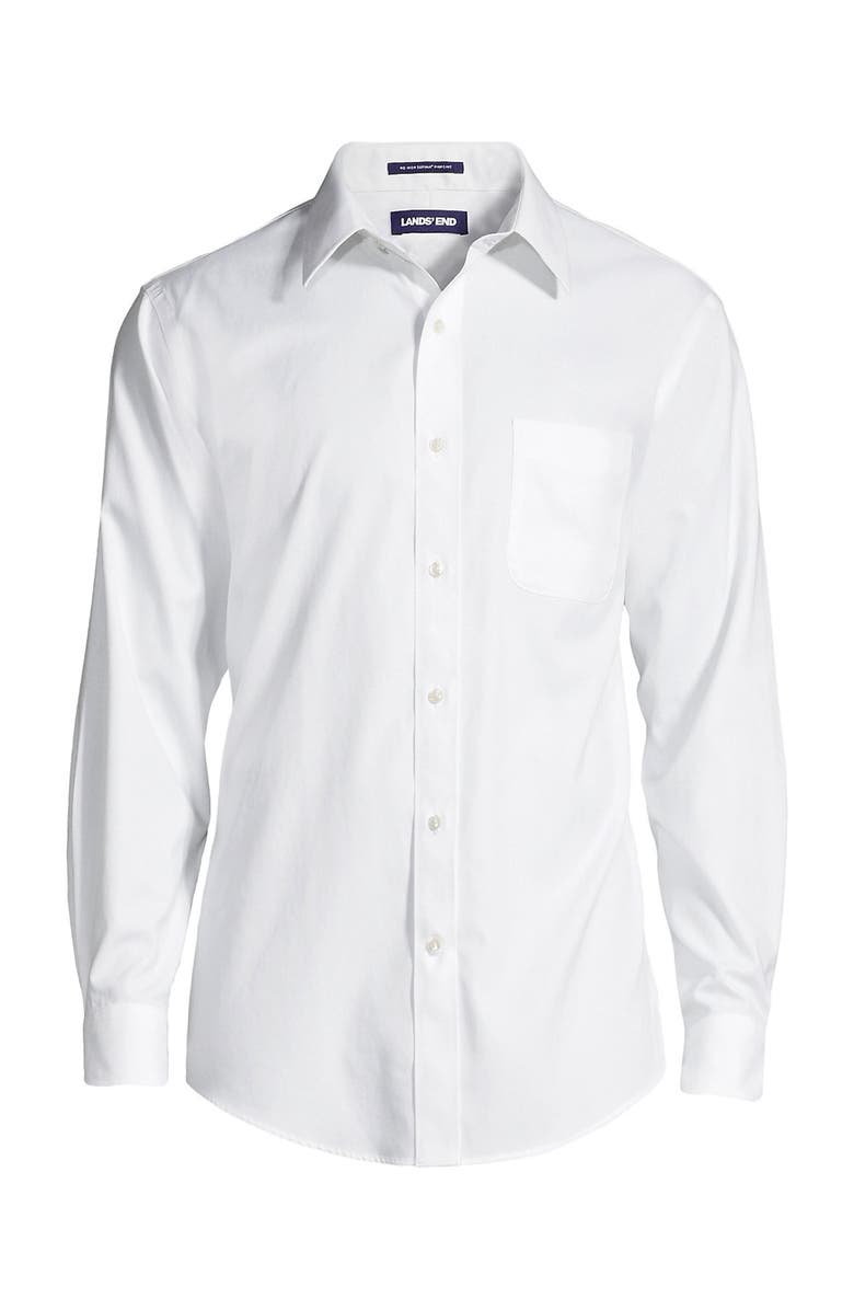 Lands' End Solid No Iron Supima Pinpoint Straight Collar Dress Shirt, Alternate, color, White