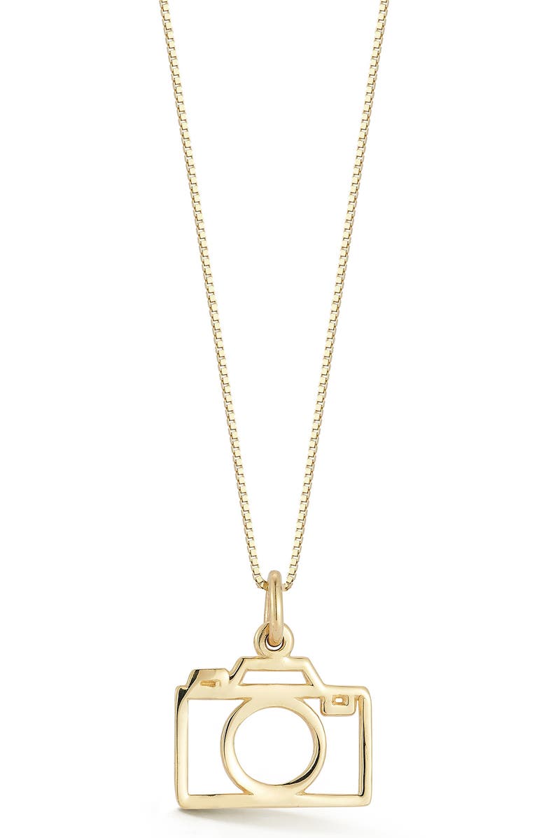 Ember Fine Jewelry 14k Gold Camera Pendant Necklace, Main, color, Gold
