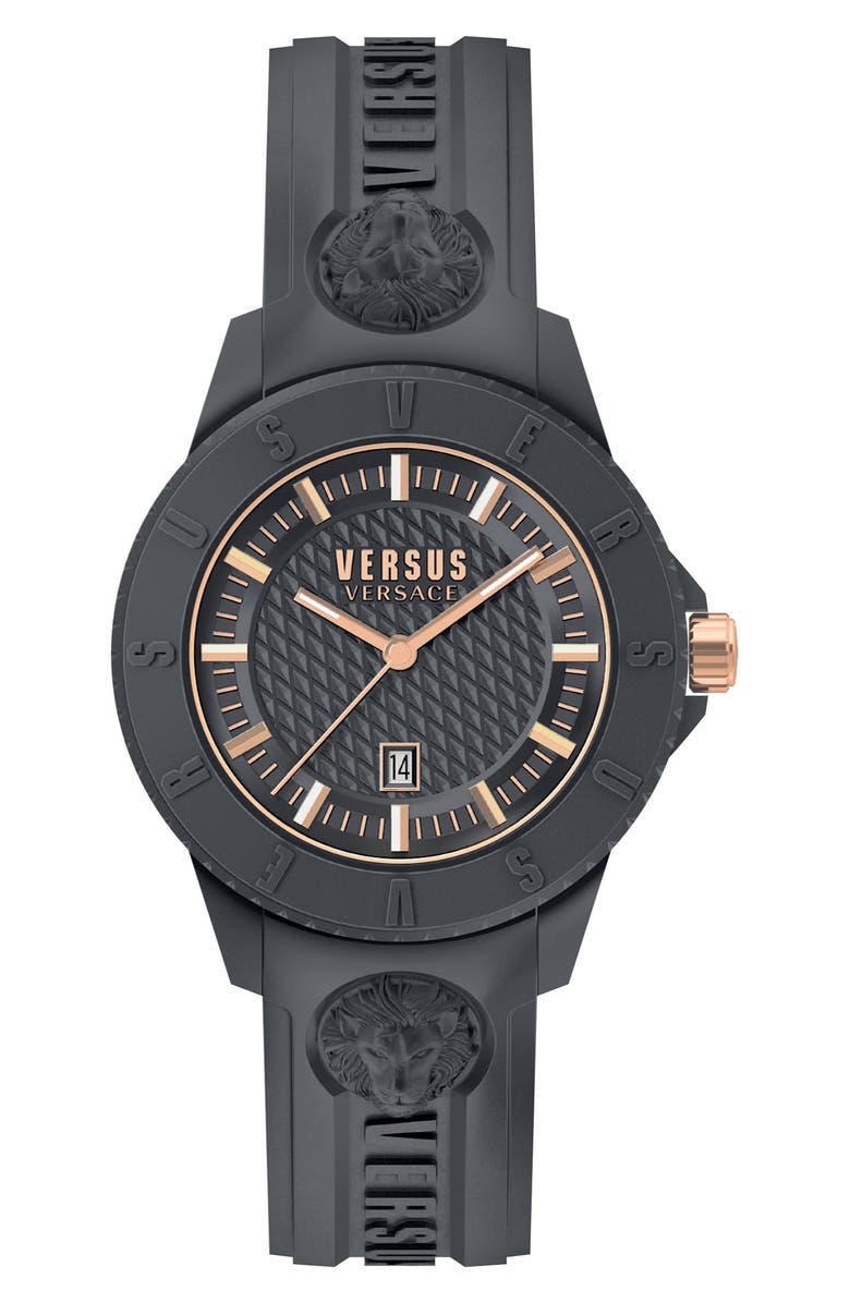 VERSUS Versace Men's 3-Hand Quartz Silicone Strap Watch, 43mm, Main, color, Grey