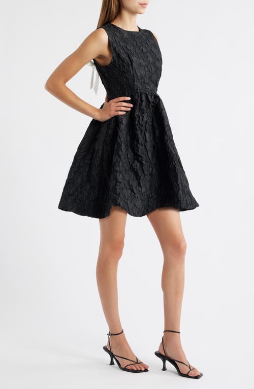 Sister Jane Structured Jacquard Mini Dress With Pockets In Black