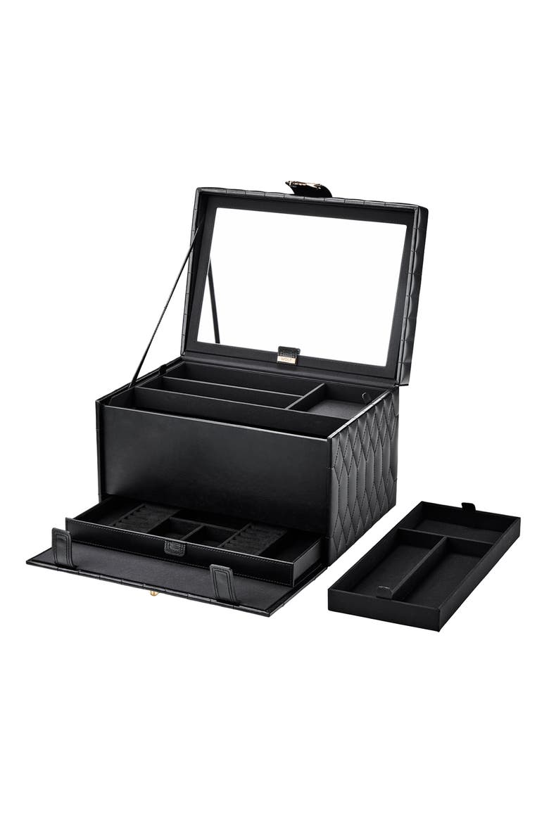 Caroline Cosmetic Train Case, Alternate, color, Black