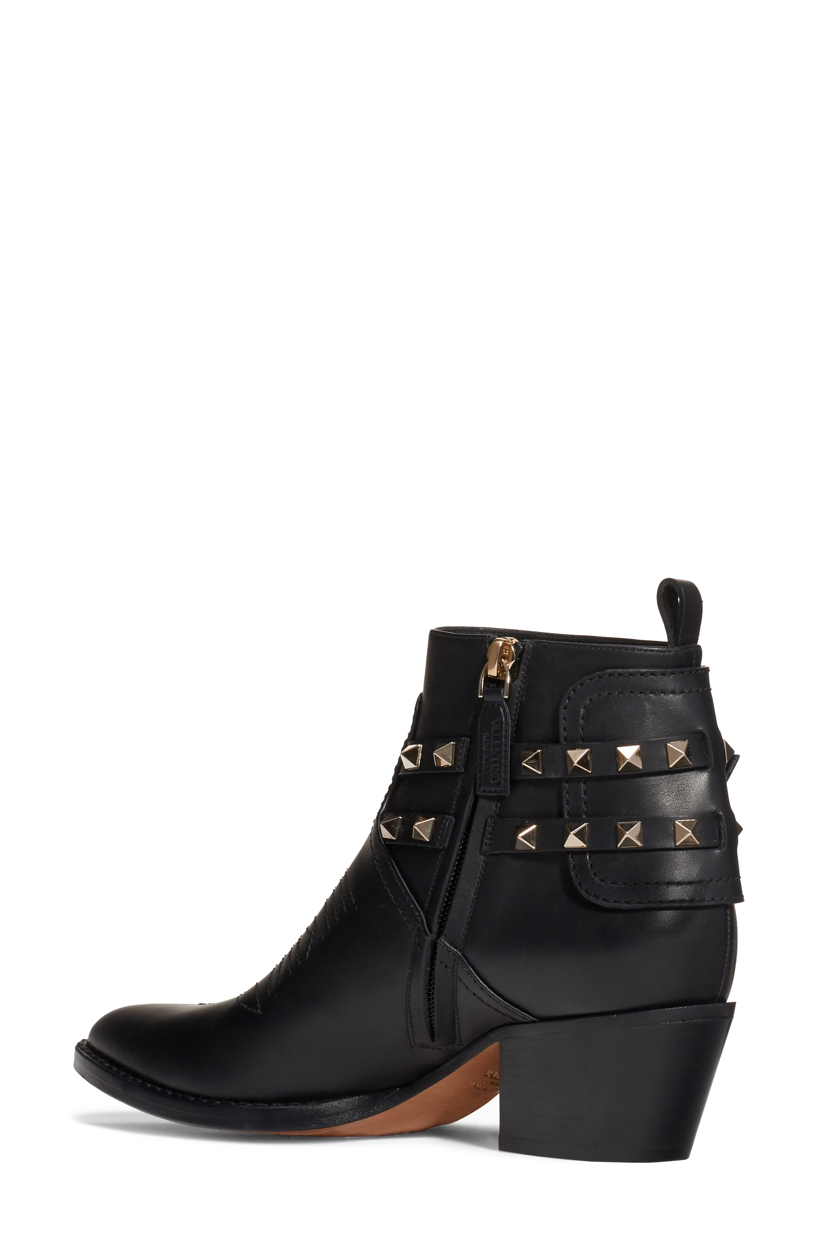 Valentino Garavani Rockstud Buckle Western Bootie, Alternate, color, 
