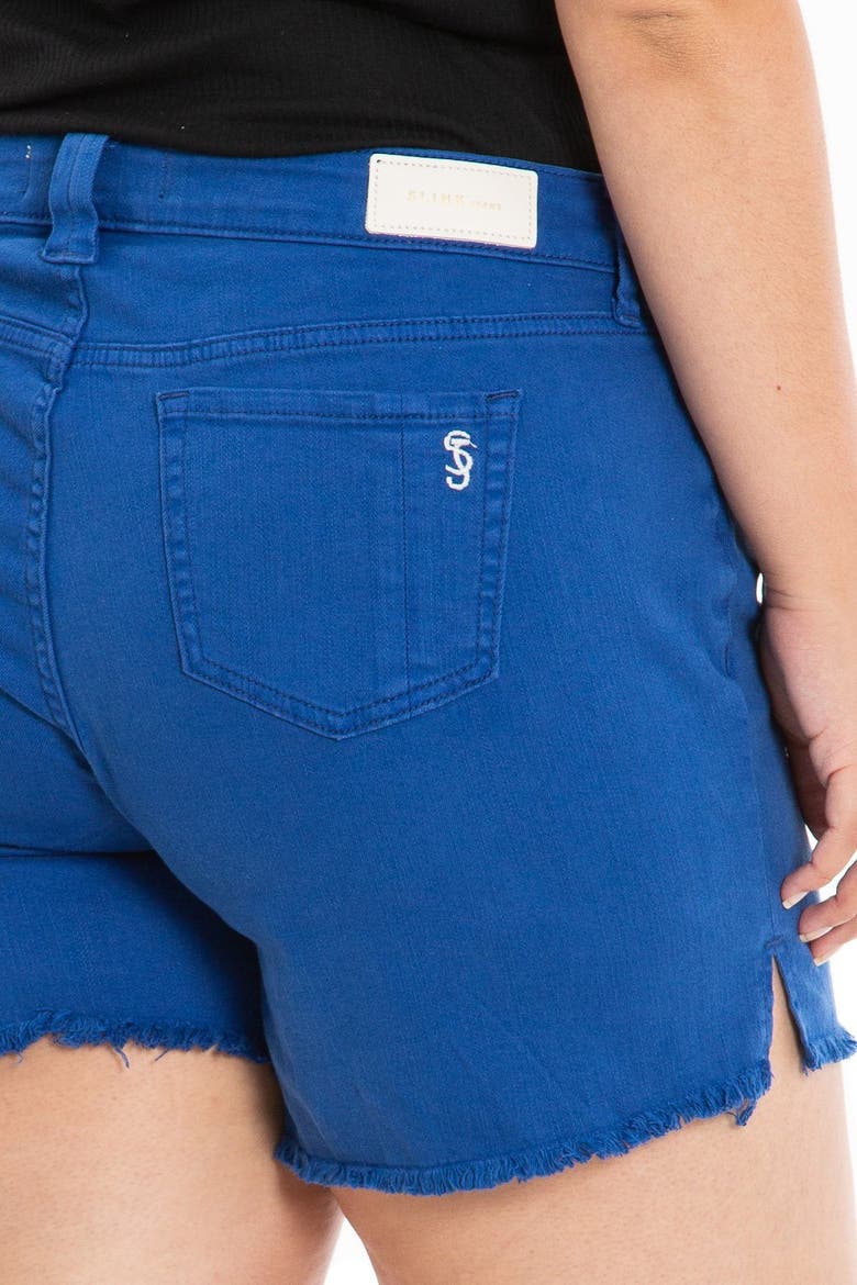 Frayed Hem Side Vent Shorts, Alternate, color, CLASSIC BLUE