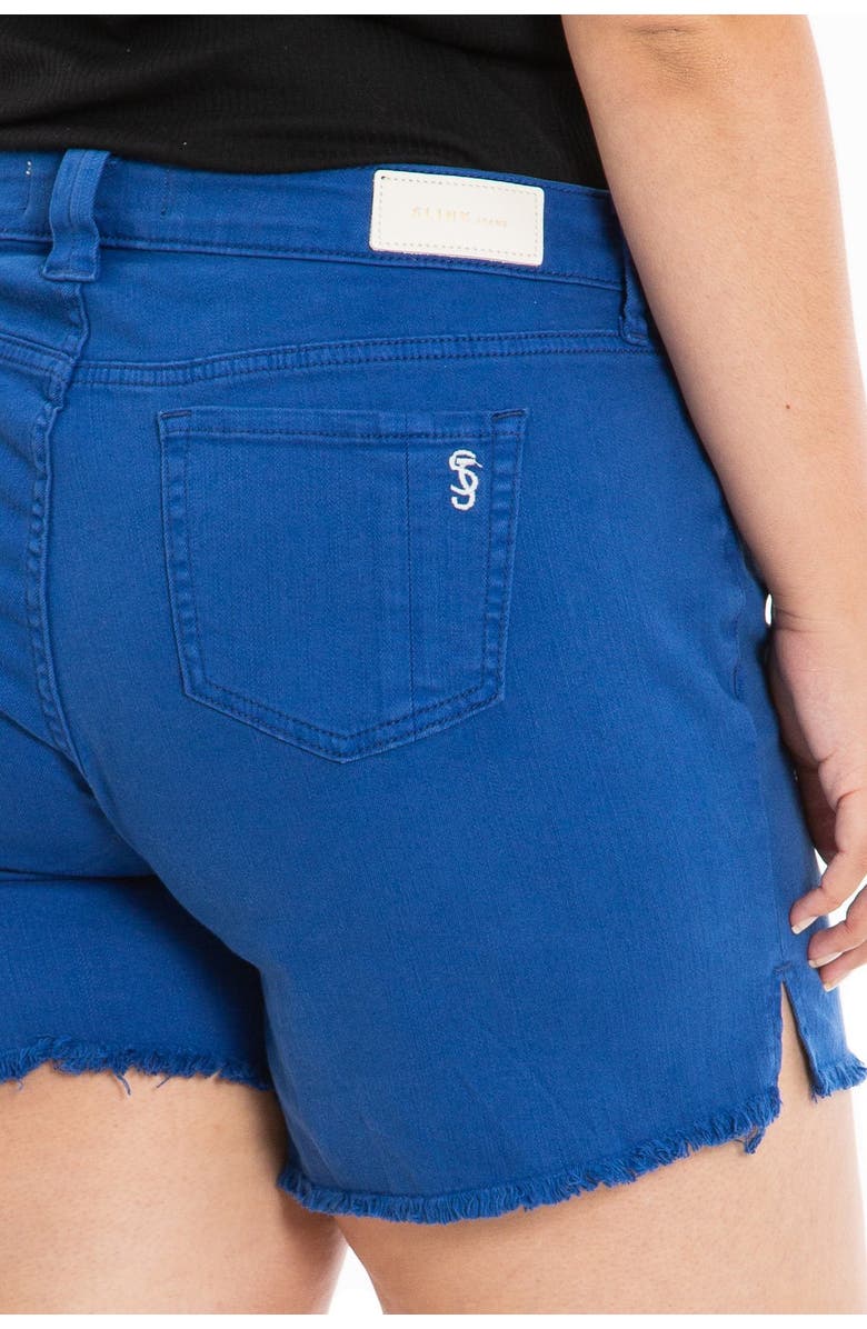 SLINK Jeans Frayed Hem Side Vent Shorts, Alternate, color, Classic Blue