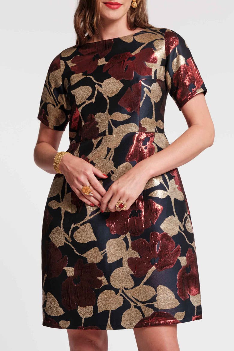 Michelle Mini Dress, Main, color, Navy/Gold/Multi