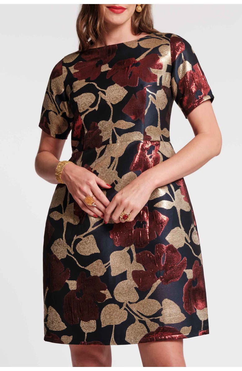 Frances Valentine Michelle Mini Dress, Main, color, Navy/Gold/Multi