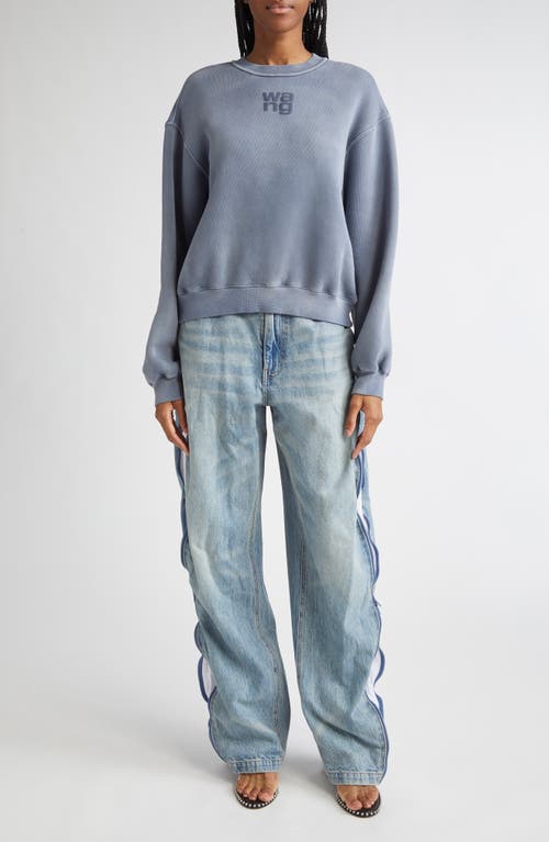Alexander Wang Puff Logo Sweatshirt In Structured Terry In Blue
