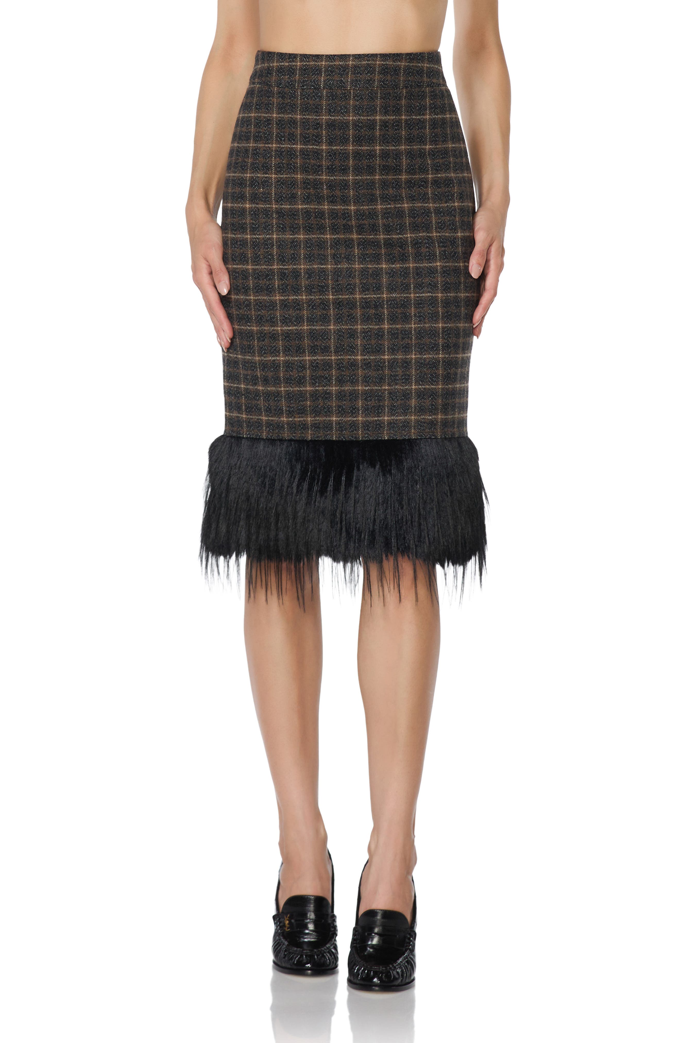 selected CHARCOAL PLAID WITH FUR