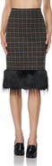 AFRM Midi Skirt with Faux Fur Hem