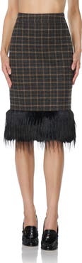 AFRM Midi Skirt with Faux Fur Hem