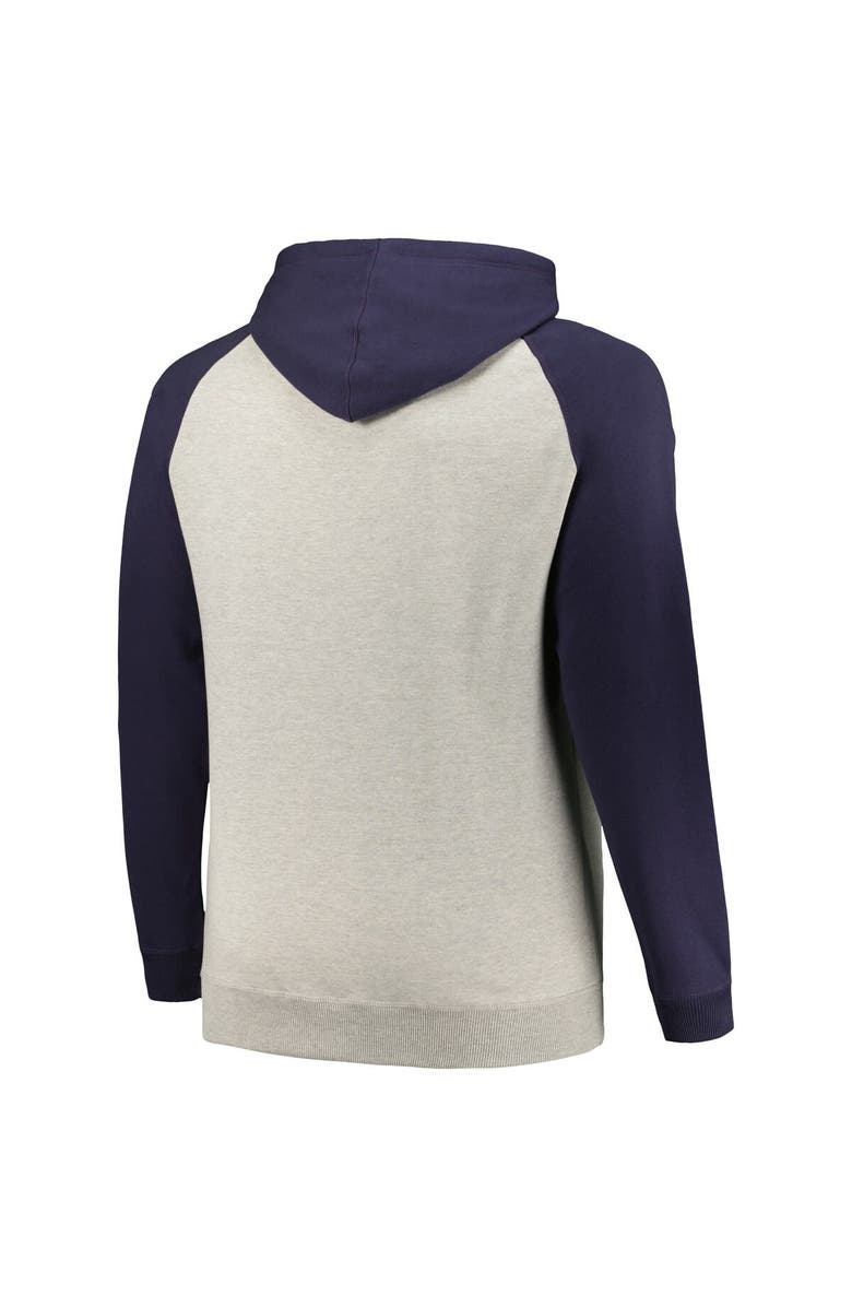 PROFILE Men's Profile Heather Gray/Navy Chicago Bears Big & Tall Favorite Arch Throwback Raglan Pullover Hoodie, Alternate, color,