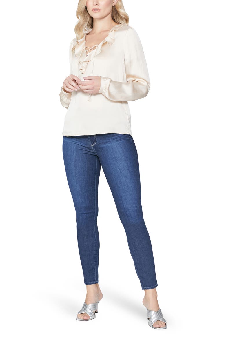 Ilara Ruffle Satin Blouse, Alternate, color, ECRU