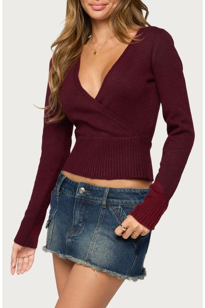 Dezi Long Sleeve Knit Top, Alternate, color, BURGUNDY