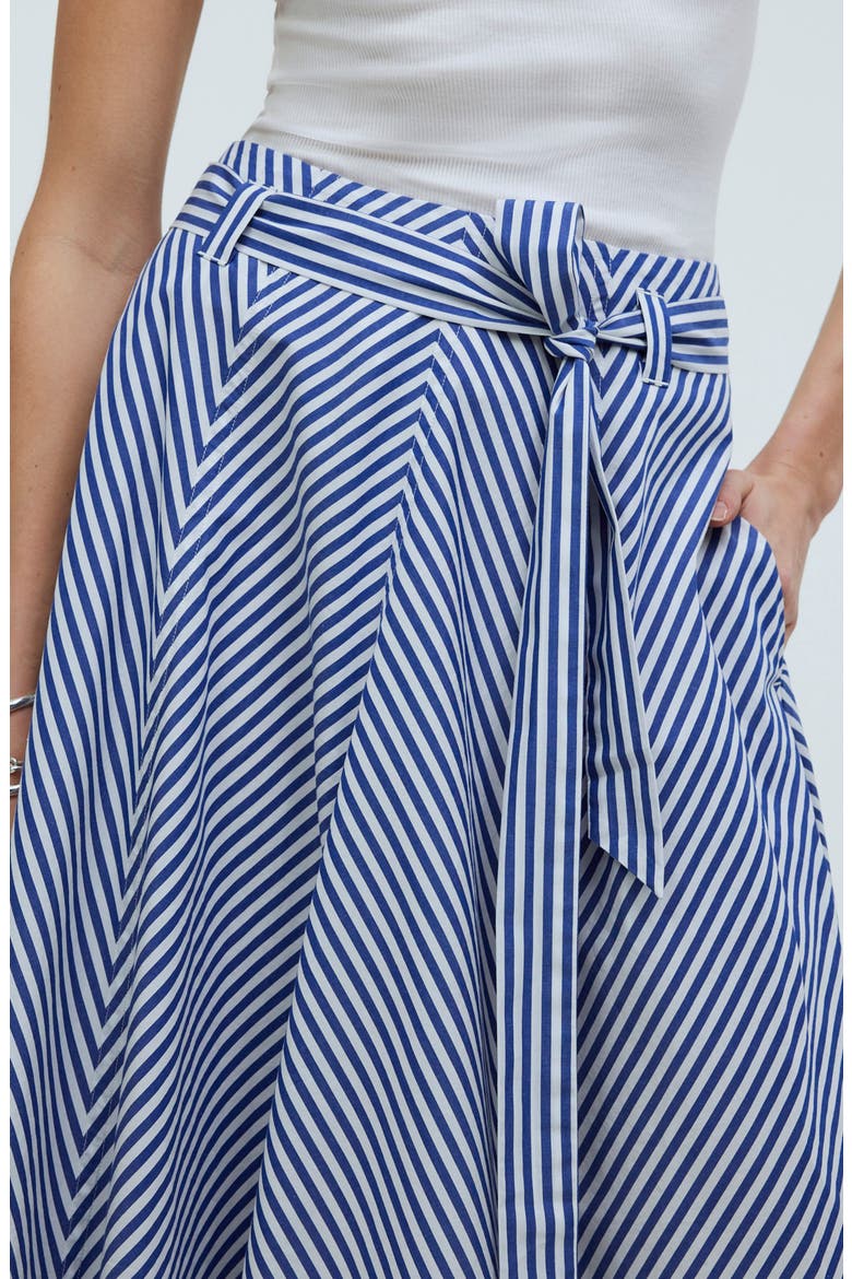 Stripe Flare Poplin Midi Skirt, Alternate, color, PURE BLUE
