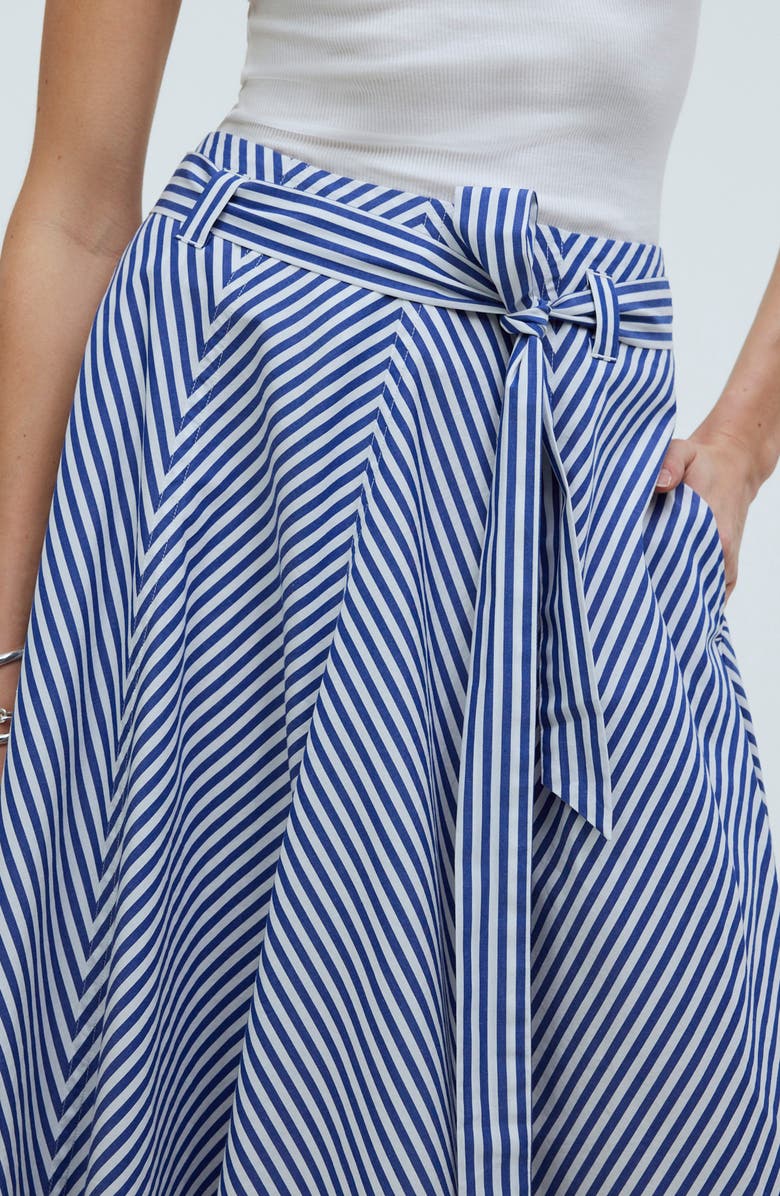 Madewell Stripe Flare Poplin Midi Skirt, Alternate, color, 