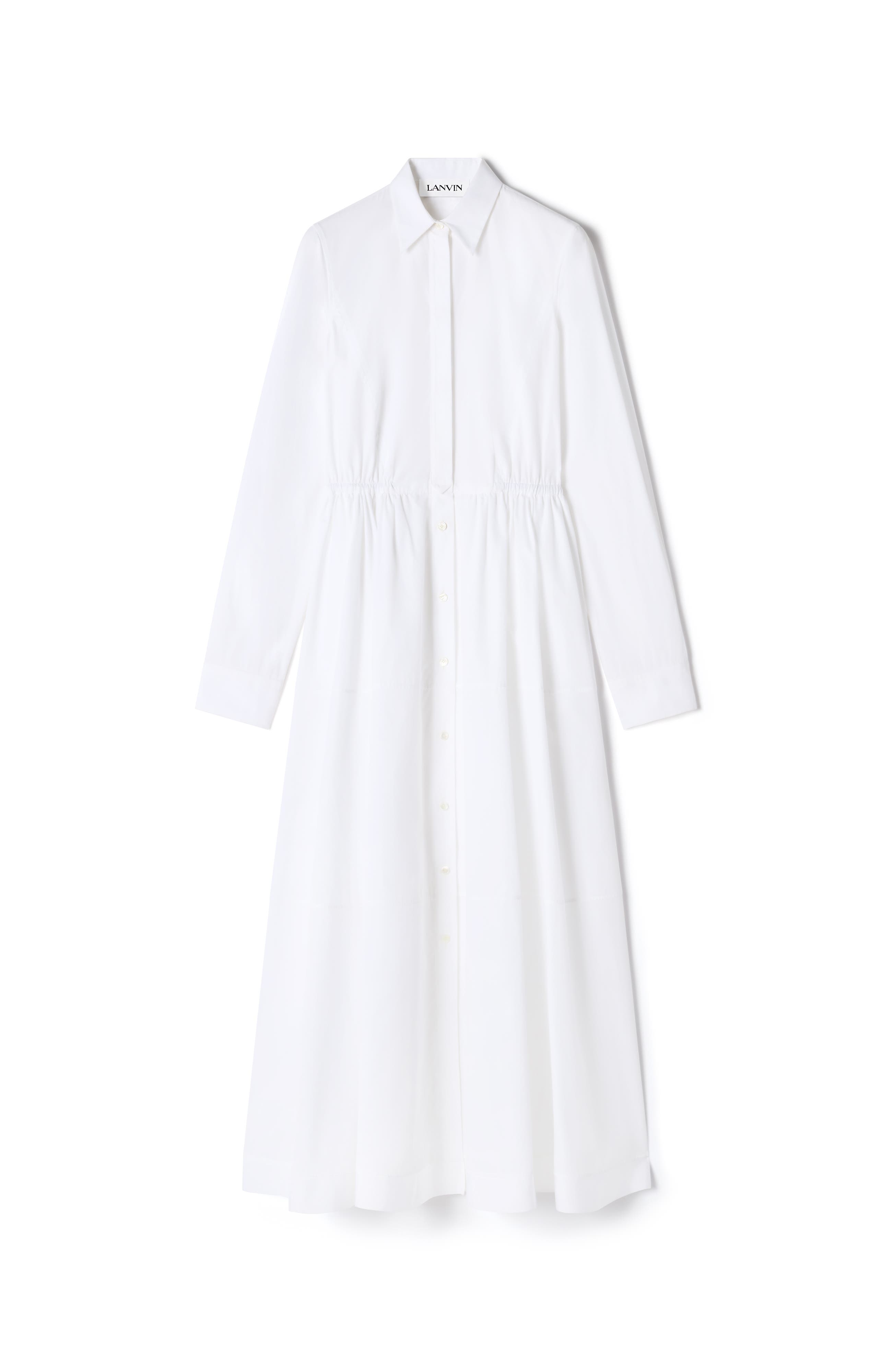 White Cotton Poplin Shirt Dress - image 2