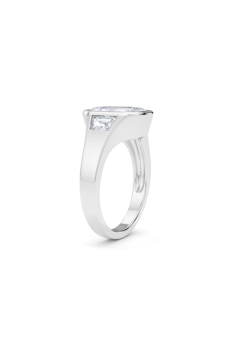 Emerald with Trapezoid Lab Created Diamond Ring, Alternate, color, 2.00 CTW 18K WHITE GOLD
