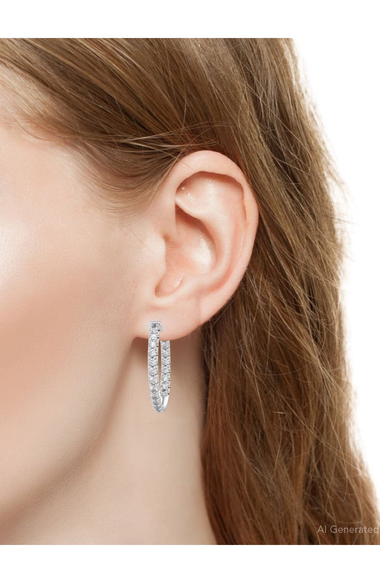 Bliss Diamond 3Ct Diamond Hoops Women's Lab Grown Earrings 10K Gold 1 1/4" Tall, Alternate, color, 10K White Gold