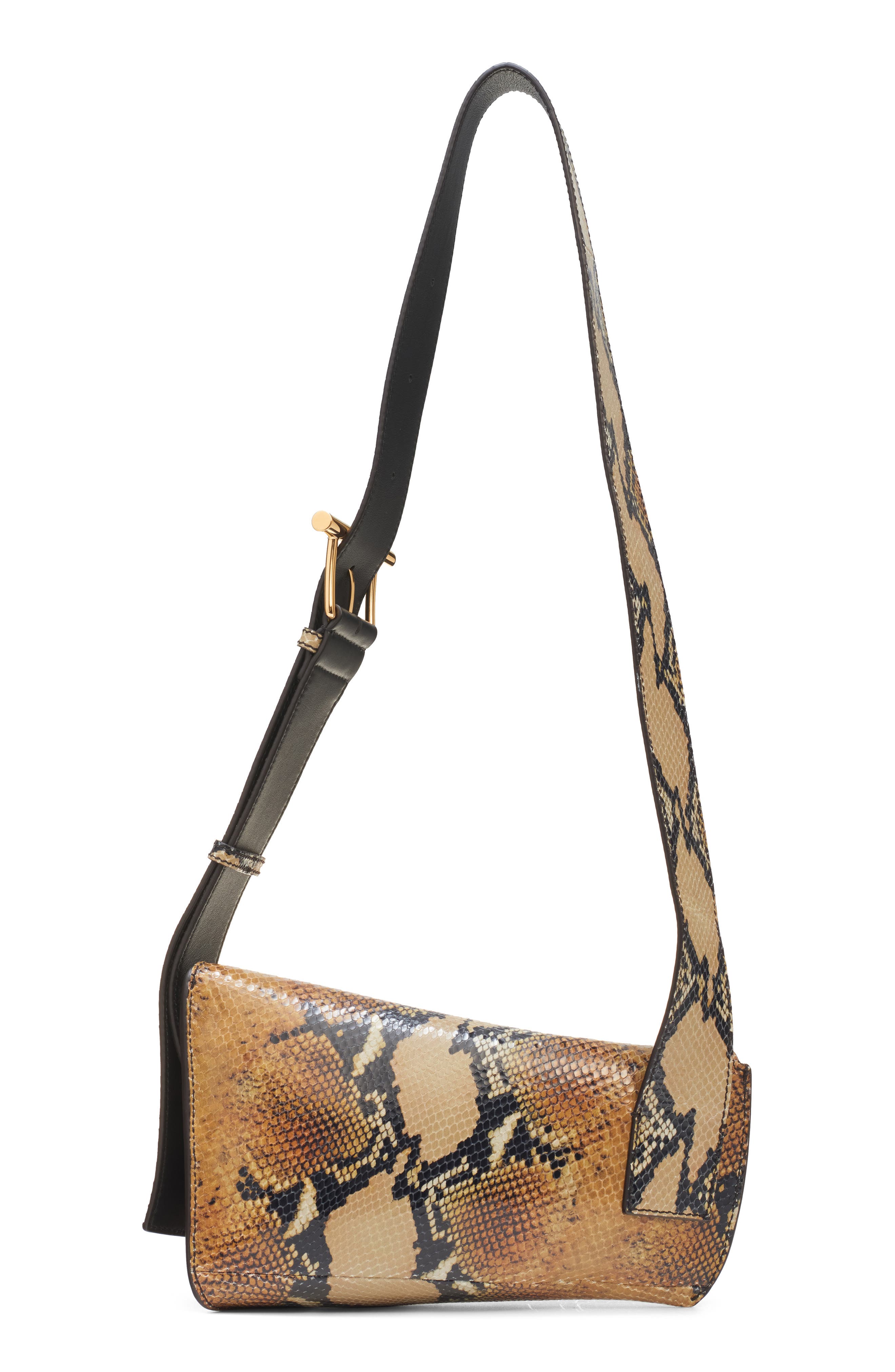 McQueen T-Bar Sling Python Embossed Leather Crossbody Bag, Alternate, color, 