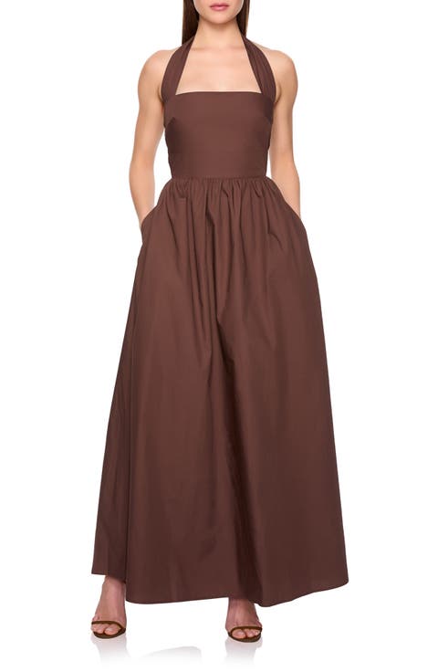 Halter Neck Cotton Poplin Dress