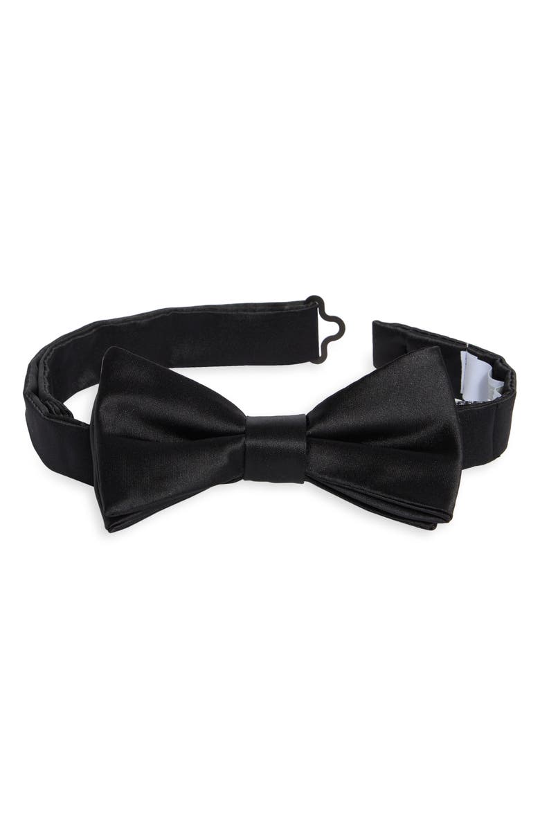 NORDSTROM RACK Satin Solid Bow Tie, Main, color, Black