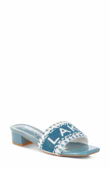 LONDON RAG Vacay Babe Lake Como Beaded Slide Sandal