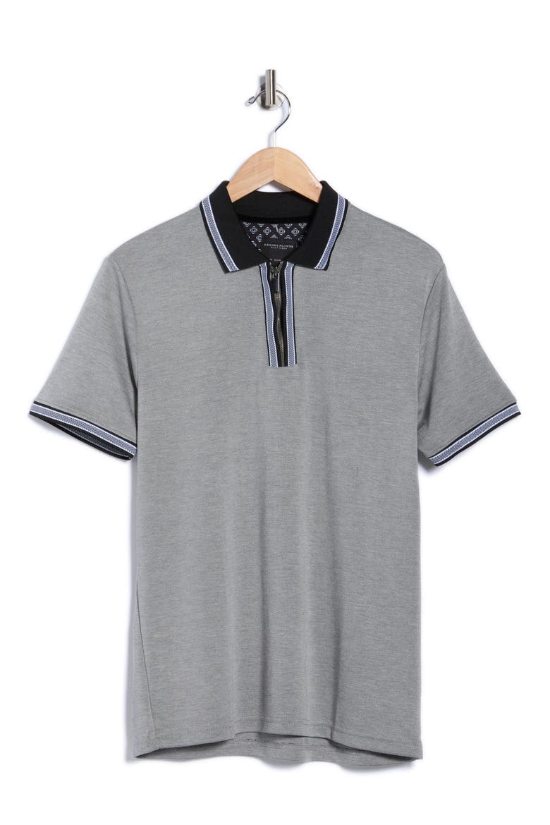 Tipped Quarter Zip Knit Polo, Alternate, color, BLACK