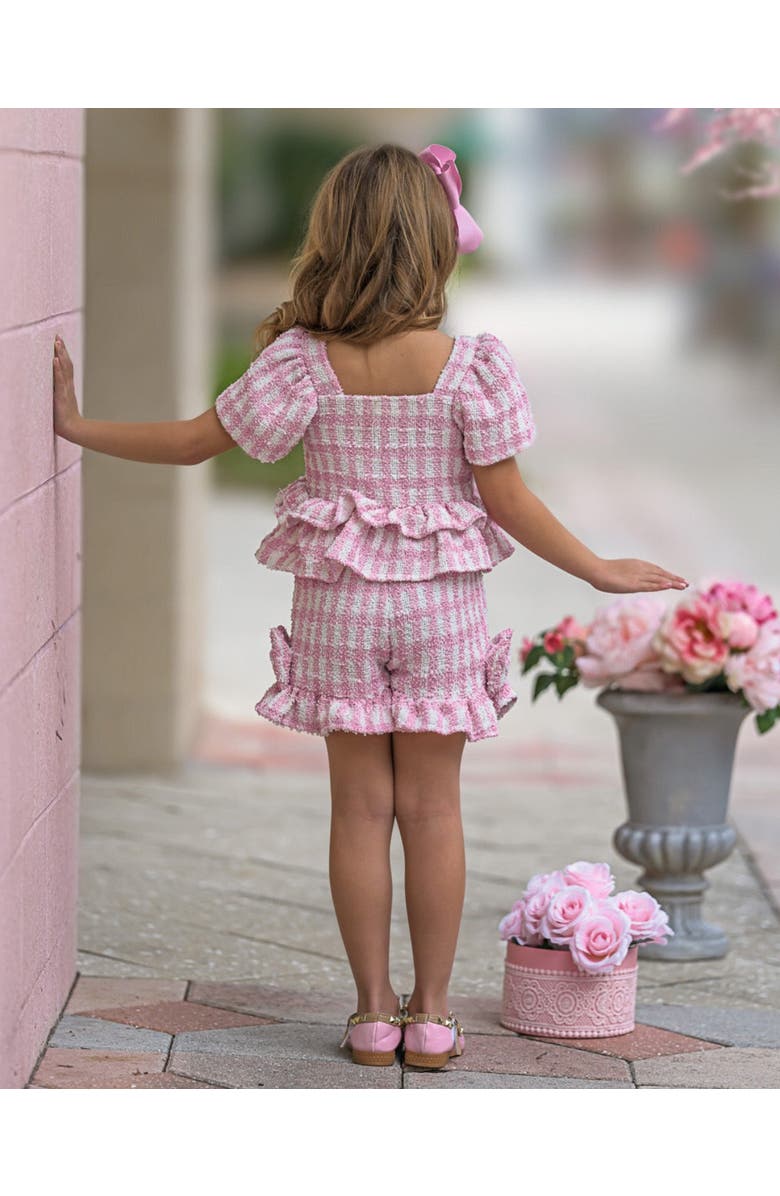 Mia Belle Girls Girls Feast In Fashion Pink Gingham Top and Short Set, Alternate, color,