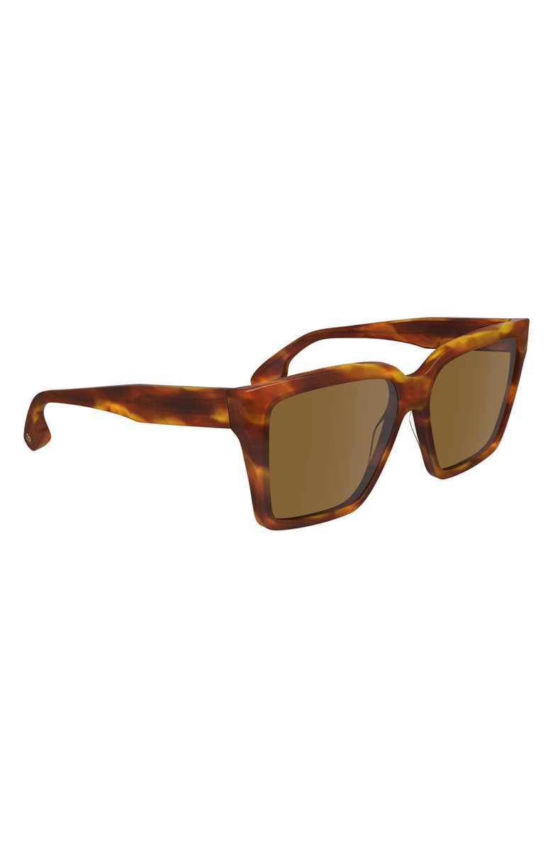 Victoria Beckham 57mm Chain Rectangular Sunglasses, Alternate, color, Striped Blonde Havana