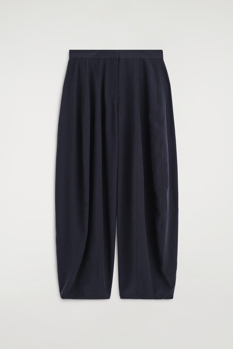 Fluid Topstitched Barrel-leg Pants, Alternate, color, NAVY
