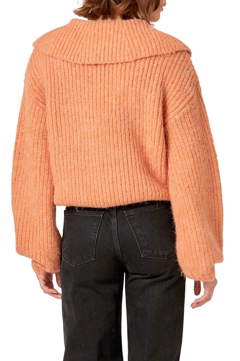 Collar Chunky Sweater, Alternate, color, PEACH