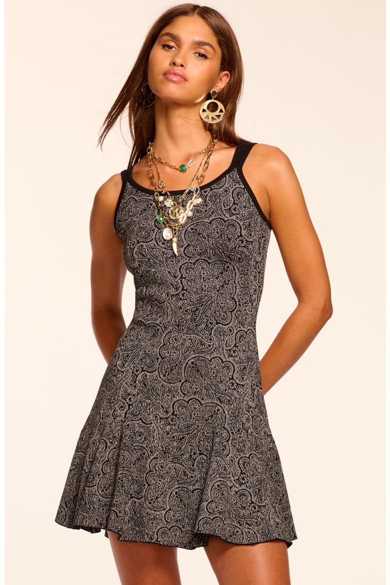 Lidia Metallic Sleeveless Minidress, Alternate, color, PLATINUM JACQUARD