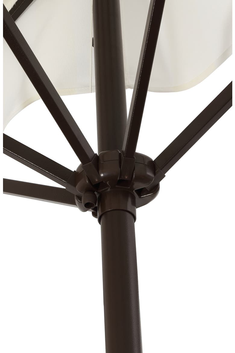 Beverly Coastal Half Patio Umbrella, Space-Saving Balcony Shade with Scalloped Fringe, Crank & Manual Tilt, Alternate, color, Cream/White