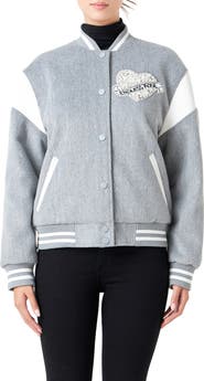Endless Rose Beaded Patch Detail Bomber Jacket