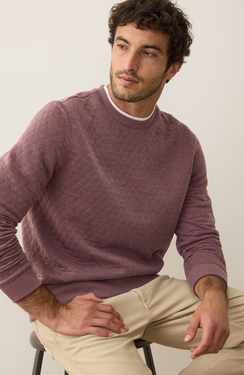 Marine Layer Corbet Quilted Crewneck Sweatshirt, Alternate, color, Plum Steel