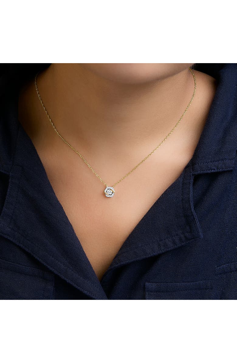 Haus of Brilliance 14K Yellow Gold Plated Sterling Silver 3/8 Cttw Lab Grown Diamond Hex Halo Pendant Necklace, Alternate, color, Yellow Gold Over Silver