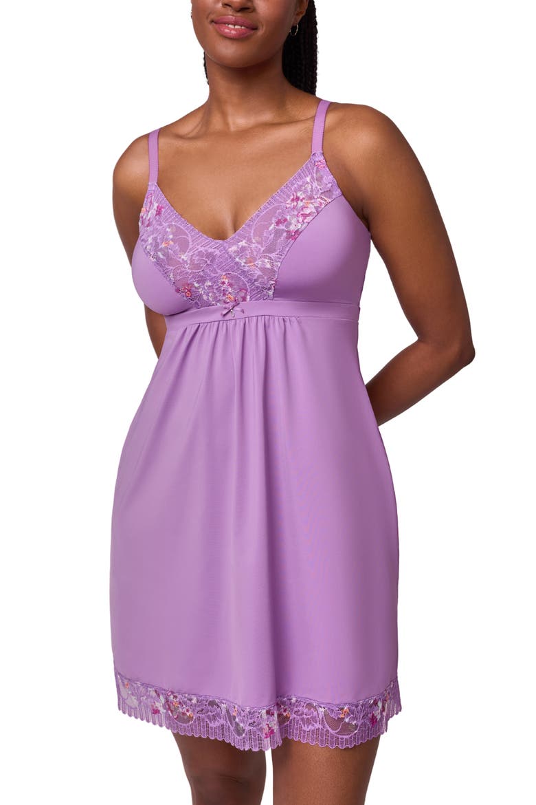Lace Trim Full Bust Support Chemise, Alternate, color, TULIP/TULIP FIELD